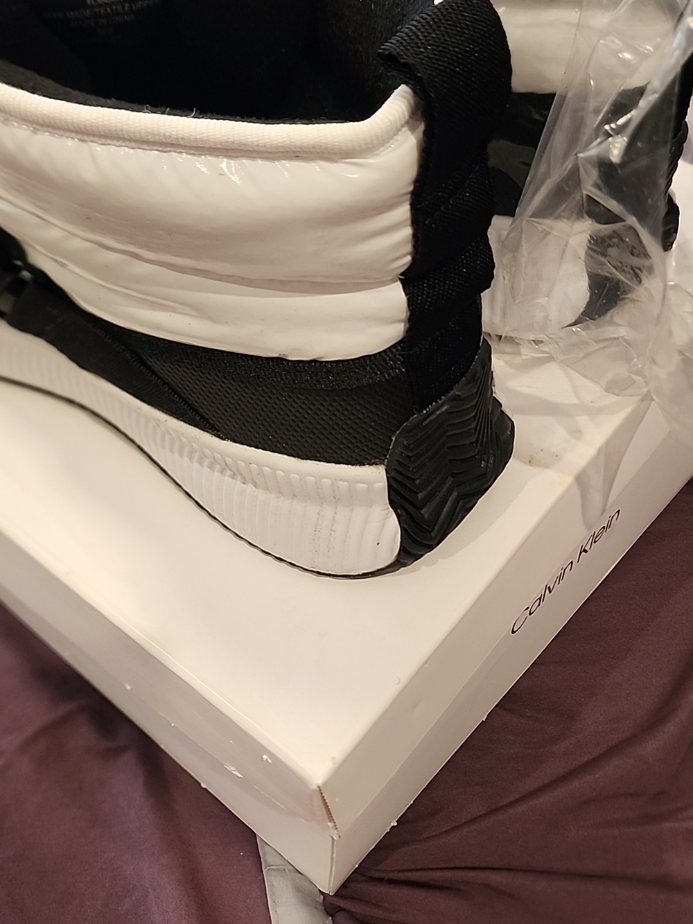 Calvin Klein Mabon Cozy Nylon White And Black Sneakers - Picture 5 of 9